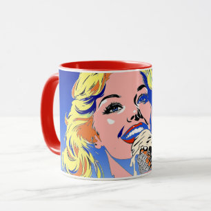 Blondine die ijs eet Kleurrijke popartstijl uit de Mok