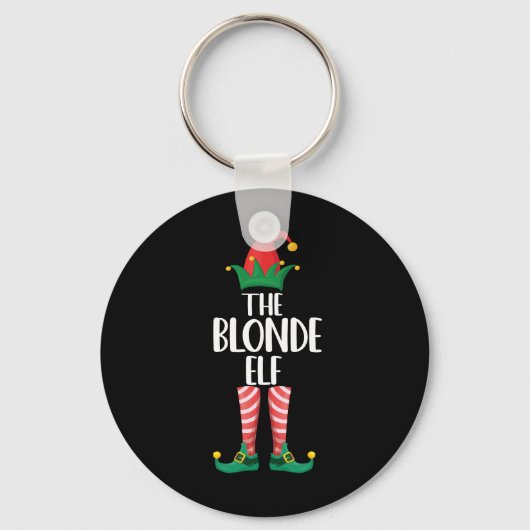 Blondine Elf Bijpassende Familie Kerstmis Partij E Sleutelhanger (Voorkant)