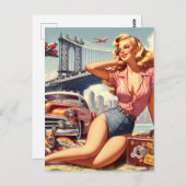 Blondine Pin-up Briefkaart (Voorkant / Achterkant)