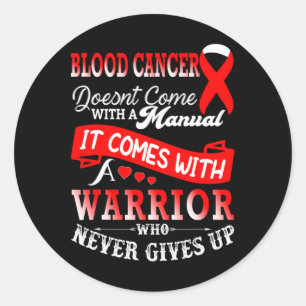 Blood Cancer Awareness Red Ribbon Warrior Onderste Ronde Sticker