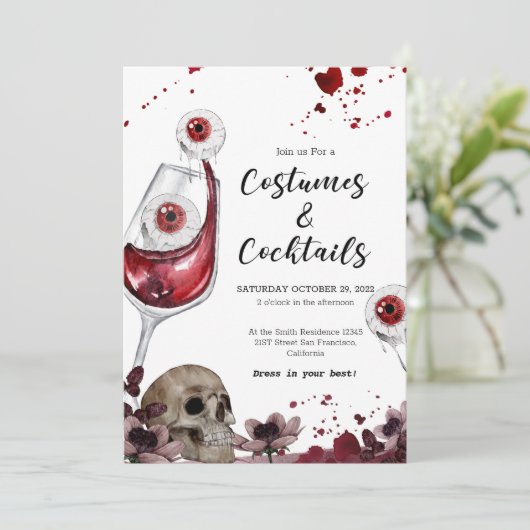 Blood Eyeball Skull Halloween Party Invitation (Debout devant)