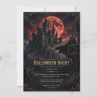 Blood Moon Gotische Kasteel Halloween Nacht Feest Kaart