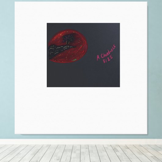 Blood Moonlit Night Stretched Canvas Print (Insitu (Houten vloer))
