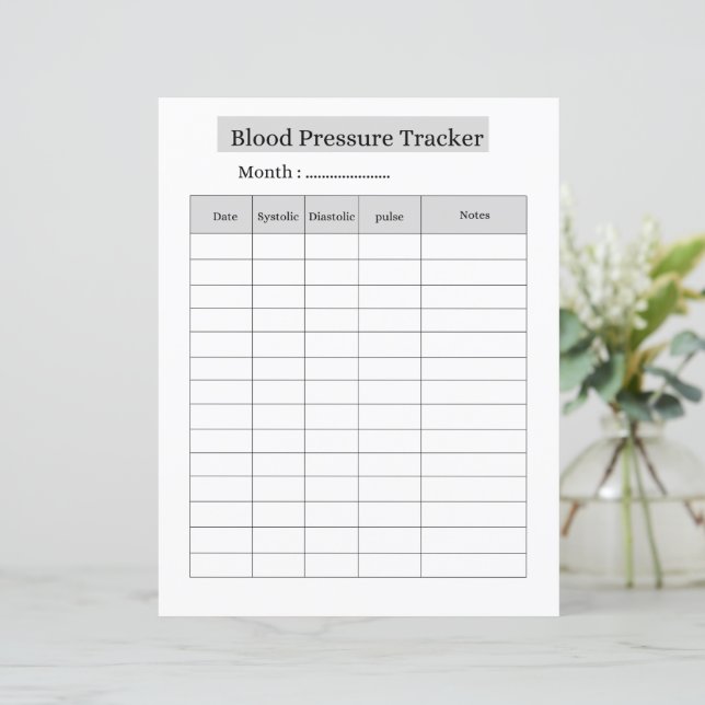Blood Pressure Tracker SHEET (Staand voorkant)