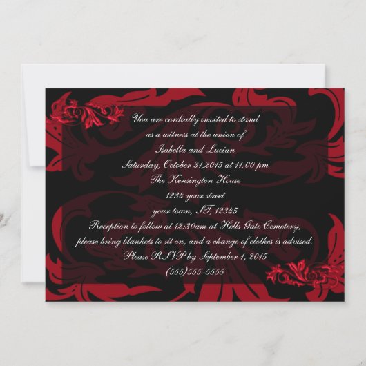 Blood Red Vampire Damask Gothic Weddenschap Kaart (Voorkant)