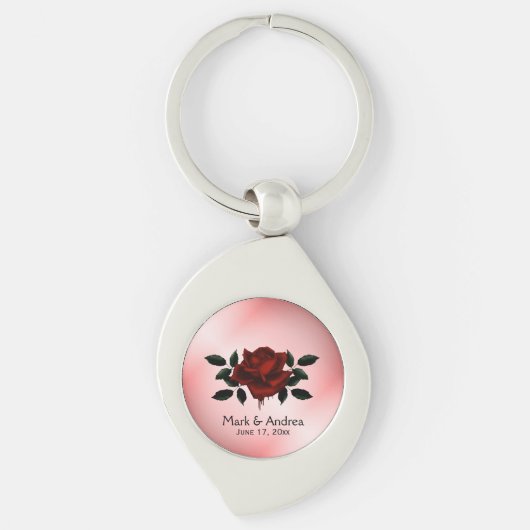 Blood Roos Gothic Wedding Party GIft Sleutelhanger (Voorkant)