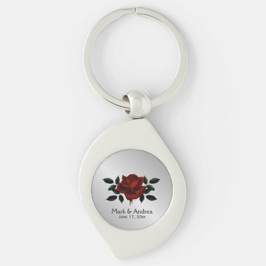 Blood Roos Gothic Wedding Party GIft Sleutelhanger (Voorkant)