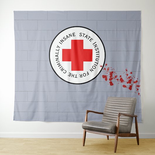 Blood Spatter Muur Psych Ward Halloween Achtergron Wandkleed