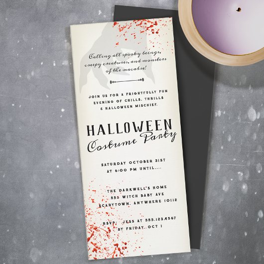Blood Splatt Adulte Halloween Party Invitation