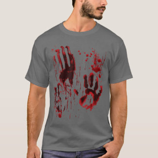Blood Splatter Blood Stained Bloody Hand Print Zom T-shirt