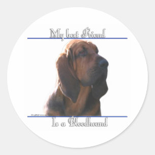 Bloodhound Beste Vriend; Bloodhound geschenken; Ronde Sticker
