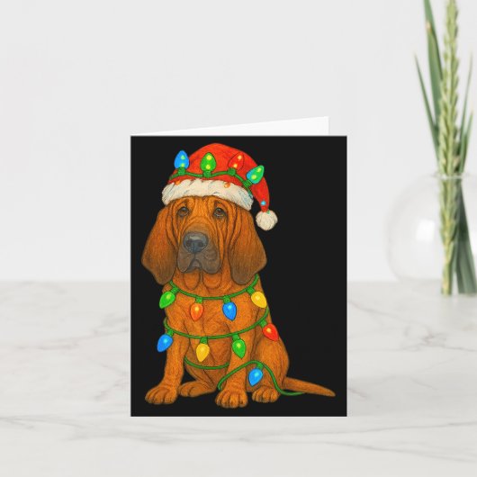 Bloodhound Christmas Lights Dog Lover Xmas Pajama Kaart (Voorkant)