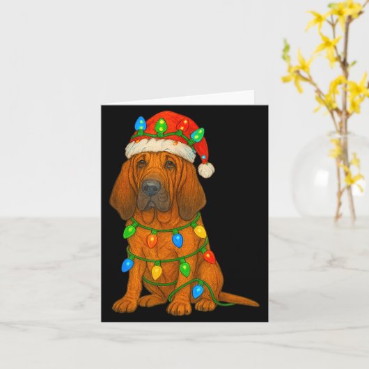 Bloodhound Christmas Lights Dog Lover Xmas Pajama Kaart (Gele Bloem)