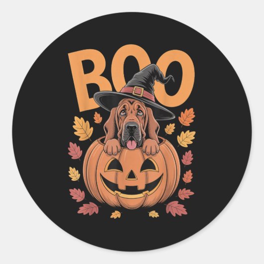 Bloodhound Costume On Pumpkin Halloween Bloodhound Ronde Sticker (Voorkant)
