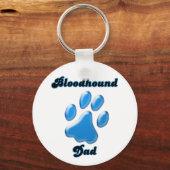 Bloodhound Dad Blue Pawprint Sleutelhanger (Voorkant)
