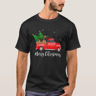 Bloodhound Dog Riding Red Truck Kerstmis T-shirt