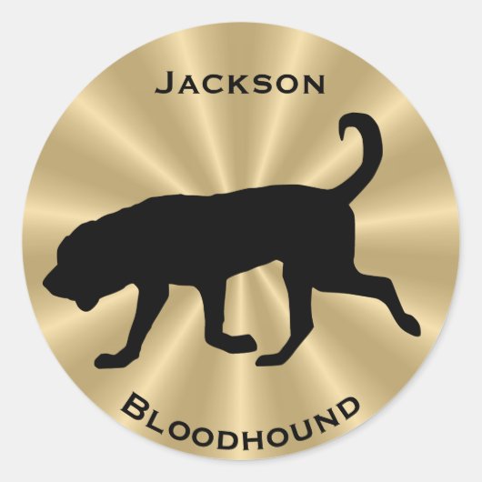 Bloodhound Dog Silhouette  tekst Ronde Sticker (Voorkant)