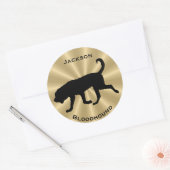 Bloodhound Dog Silhouette  tekst Ronde Sticker (Envelop)