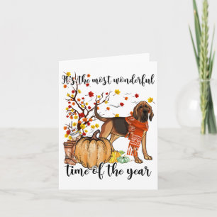 Bloodhound Herfstpompoenen Herfstblad Boom Kaart