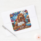 Bloodhound Holiday Baking: Feestelijke Kerst Vierkante Sticker (Envelop)