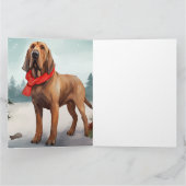 Bloodhound Hond in Sneeuw Kerstmis Kaart (Binnen)