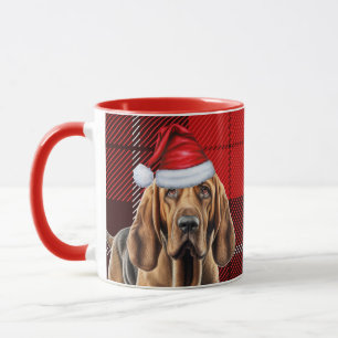 Bloodhound Hondenliefhebber Red Holiday Plaid Chri Mok