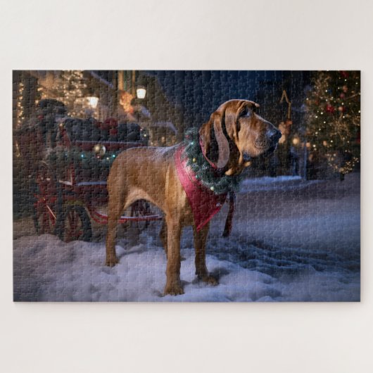 Bloodhound Kerst Feestelijke Periode Legpuzzel (Horizontaal)