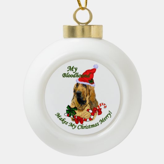 Bloodhound kerstavond keramische bal ornament (Voorkant)