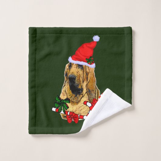 Bloodhound Kerstman Kerstmis Bad Handdoek (Wasdoekje)