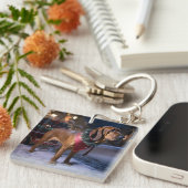 Bloodhound Kerstmis Feestelijk Seizoen Sleutelhanger (Voorkant Rechts)