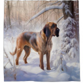 Bloodhound Laat het sneeuwen Kerstmis Douchegordijn (Voorkant)
