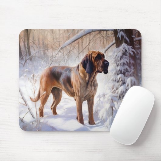 Bloodhound Laat het sneeuwen Kerstmis Muismat (Met muis)