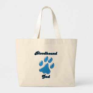 Bloodhound Papa Blauwe Pawprint Grote Tote Bag