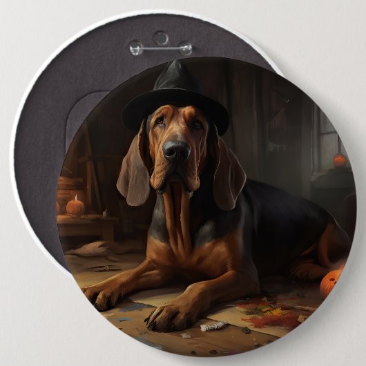Bloodhound pompoenen Halloween eng Ronde Button 6,0 Cm (Voorkant /achterkant)