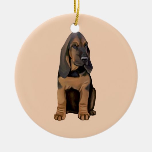 Bloodhound Puppy Keramisch Ornament (Voorkant)