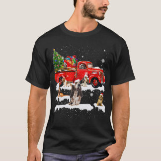 Bloodhound Riding Red Truck Xmas Kerst T-shirt