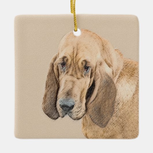 Bloodhound Schilderij - Liefdevolle Originele Hond Keramisch Ornament (Voorkant)
