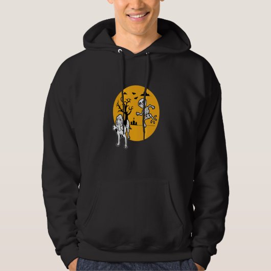 Bloodhound Skeleton Bone Halloween Kostuum Hond Ei Hoodie (Voorkant)