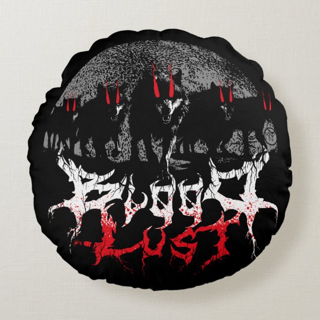 Bloodlust Wolf Pack Rond Kussen (Voorkant)