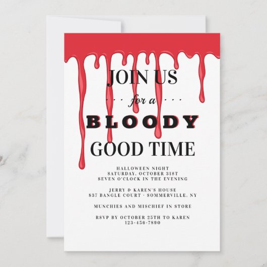 Bloody Bon Temps Halloween Fête Invitation (Devant)