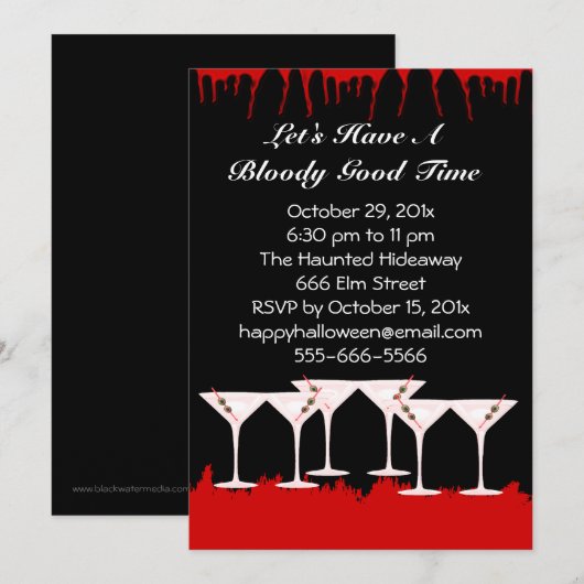 Bloody Good Time Halloween Invitation Kaart (Voorkant / Achterkant)