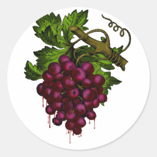 Bloody Grape Vine Gothic Fruit Horror Art Ronde Sticker