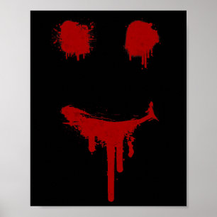 Bloody Halloween Costuum I Blood Splatter Smile Poster