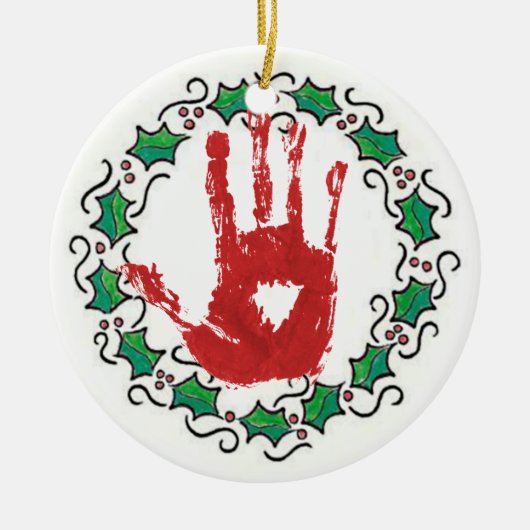 Bloody Holiday Hand Keramisch Ornament (Voorkant)