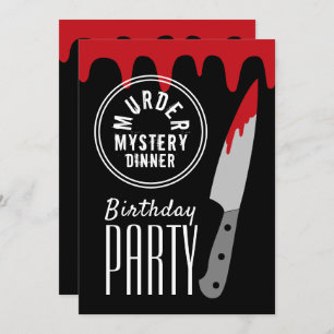 Bloody Knife, Murder Mystery Stamp Birthday Party Kaart