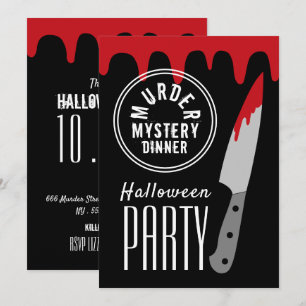 Bloody Knife, Murder Mystery Stamp Halloween Party Kaart