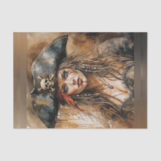 Bloody Lady Pirate Captain Decoupage Papier (Voorkant)