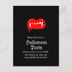 Bloody Lips Vampier Halloween Verjaardagsfeestje Briefkaart