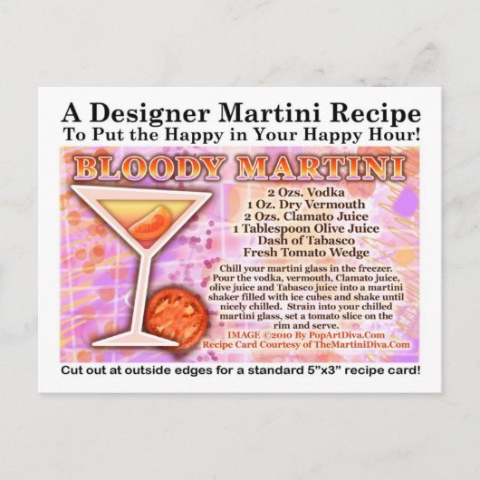 Bloody Martini Recept Briefkaart (Voorkant)