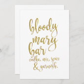 Bloody Mary Bar Goud Betaalbaar Trouwbord Kaart (Voorkant / Achterkant)